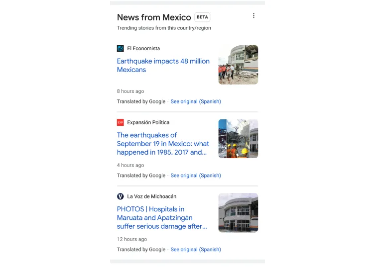 Google macht es auch einfacher, internationale Nachrichten zu lesen.