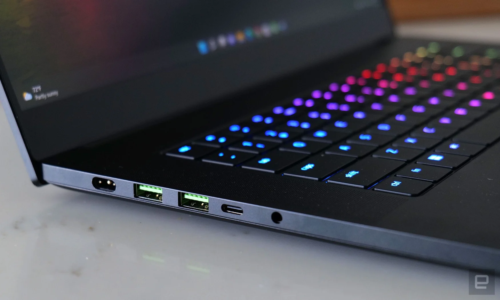Because of its beefy components, Razer uses a proprietary power jack for the Blade 15 charging brick. 