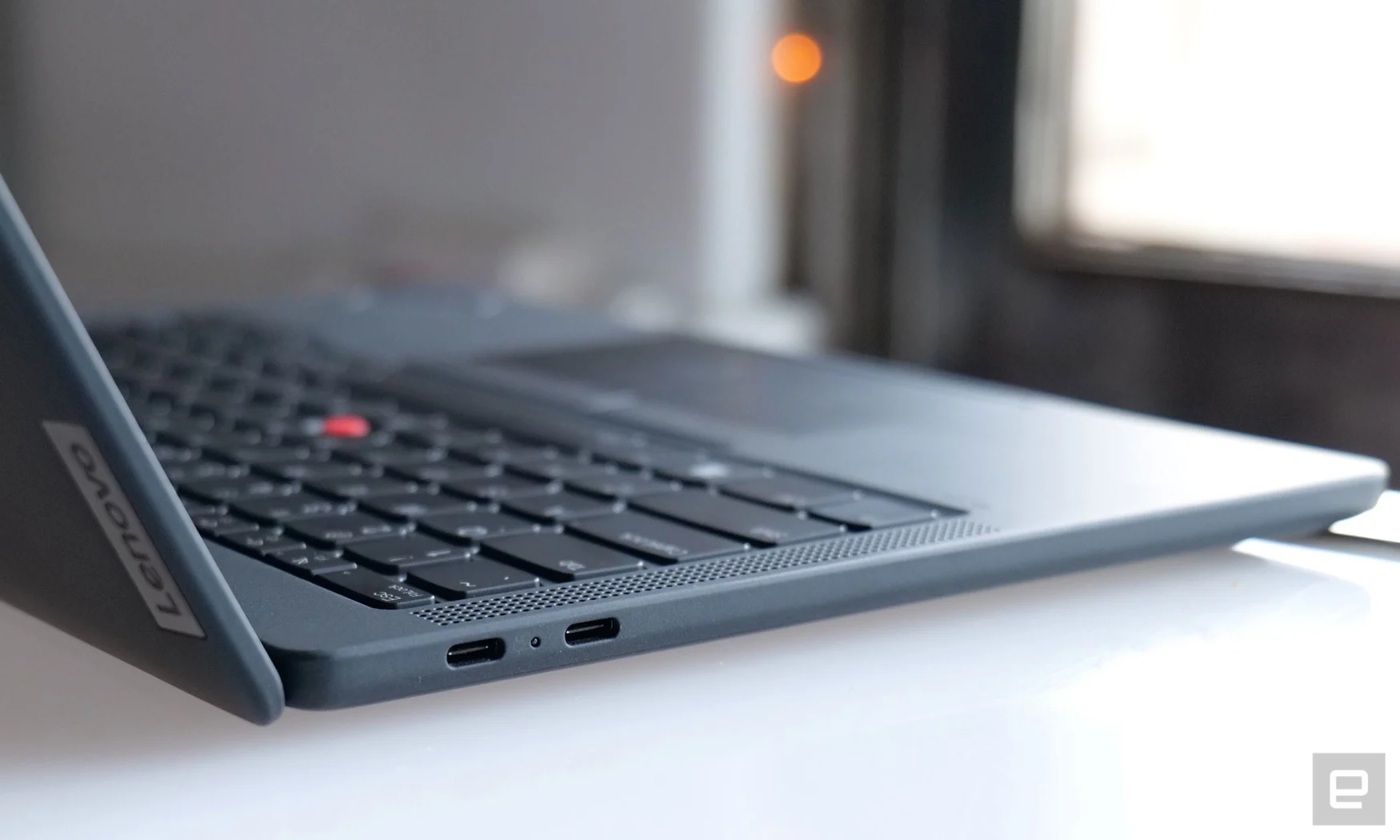 While it doesn't have a ton of ports, the ThinkPad X13s does include two USB-C ports and a headphone jack. 