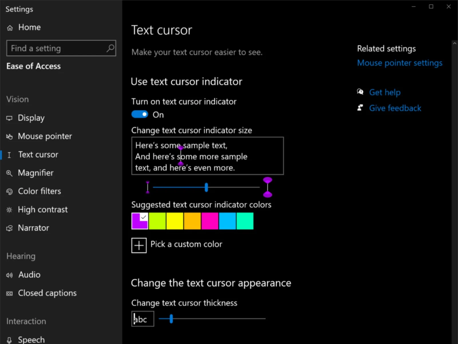 Windows 10 cursor customization