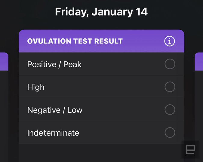 Pengguna Apple Health memiliki opsi untuk mencatat hasil tes ovulasi.