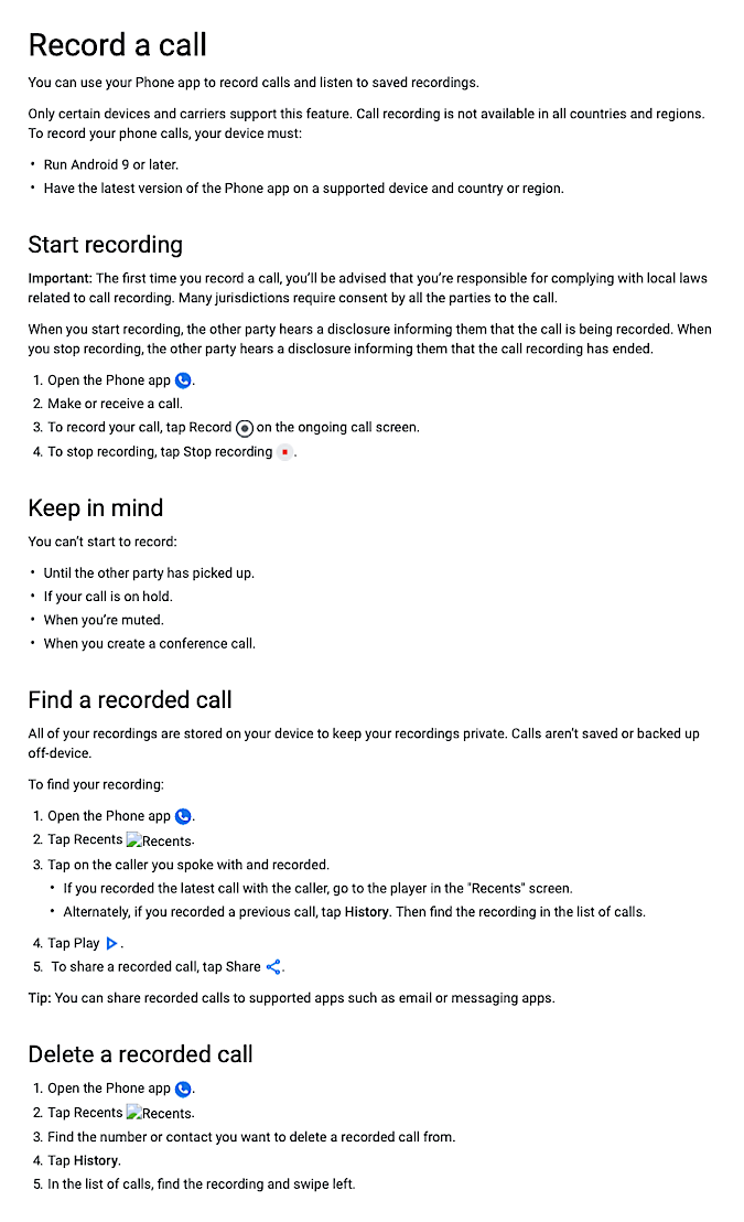 Google Call Recording