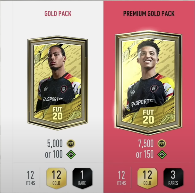 Typical pack costs in 'FIFA 21'