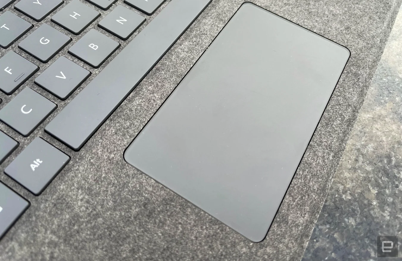 Close-up of the touchpad on the Microsoft Surface Signature Pro Keyboard.