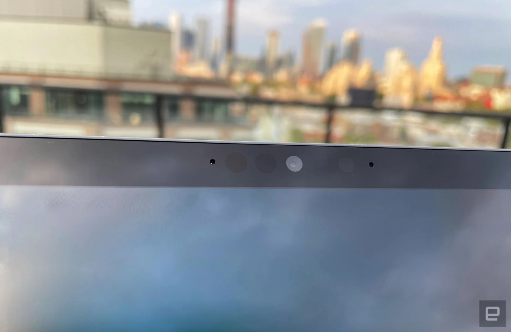 A close-up of the webcam on Microsoft's Surface Pro 8.