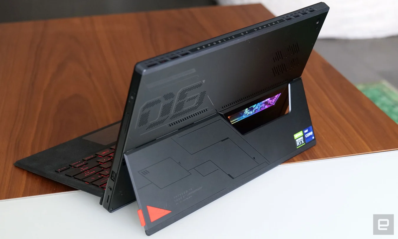 Just like the Surface Pro, the Asus ROG Flow Z13 has a built-in kickstand and a detachable keyboard. 