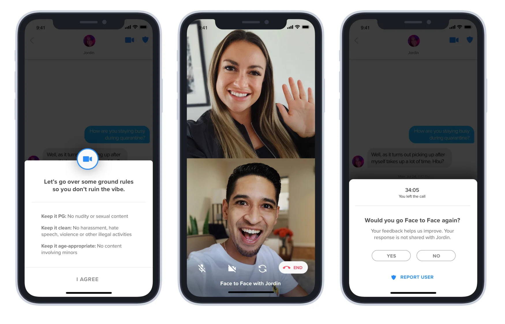 Tinder Face to Face video chat feature