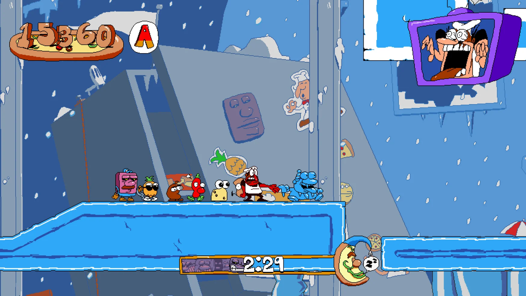 A screenshot of the video game Pizza Tower for PCs.