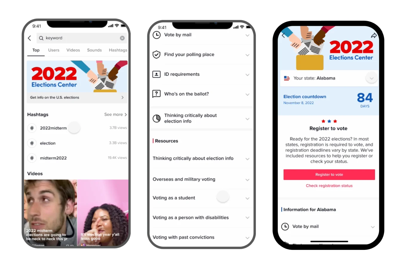 TikTok's 2022 Elections Center is live in the app ahead of the November midterms.