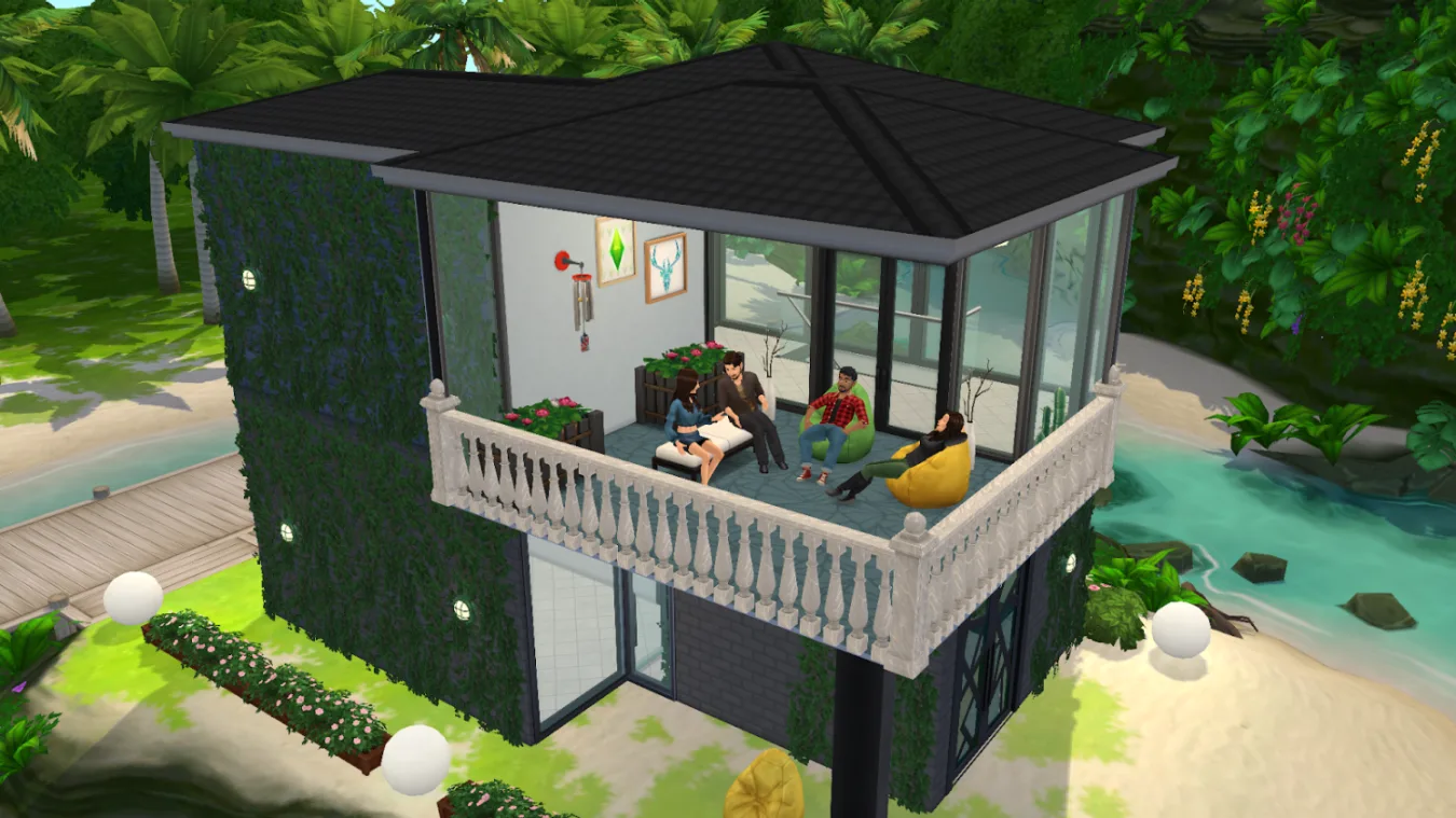 A balcony in The Sims Mobile