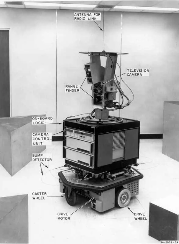 In 1966, the team at Stanford Research Institute's (SRI) Artificial Intelligence Center (AIC) began developing a machine called Shakey that could navigate real-world environments. Although it stayed off the roads and remained indoors, the sensors and software were pioneering milestones in autonomous navigation.
