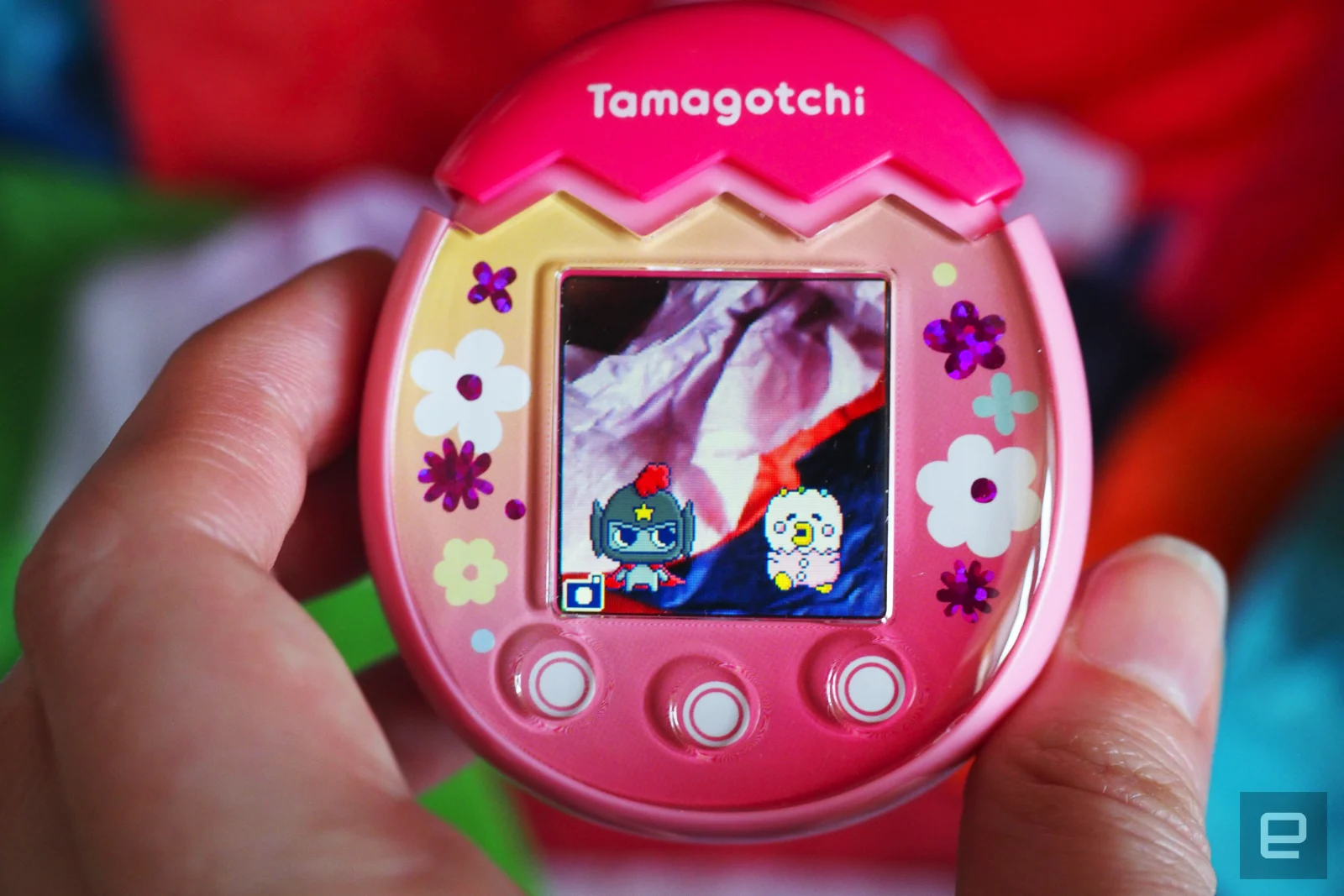 Tamagotchi Pix with two creatures on the screen