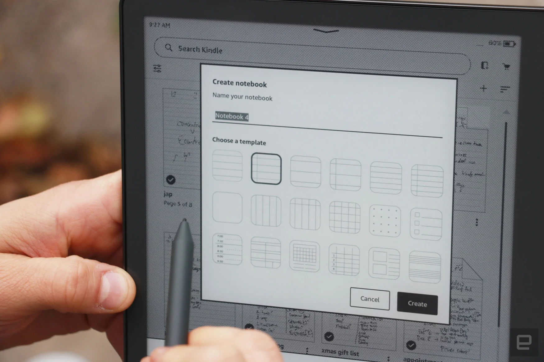 Closeup of the Kindle Scribe's screen showing the 