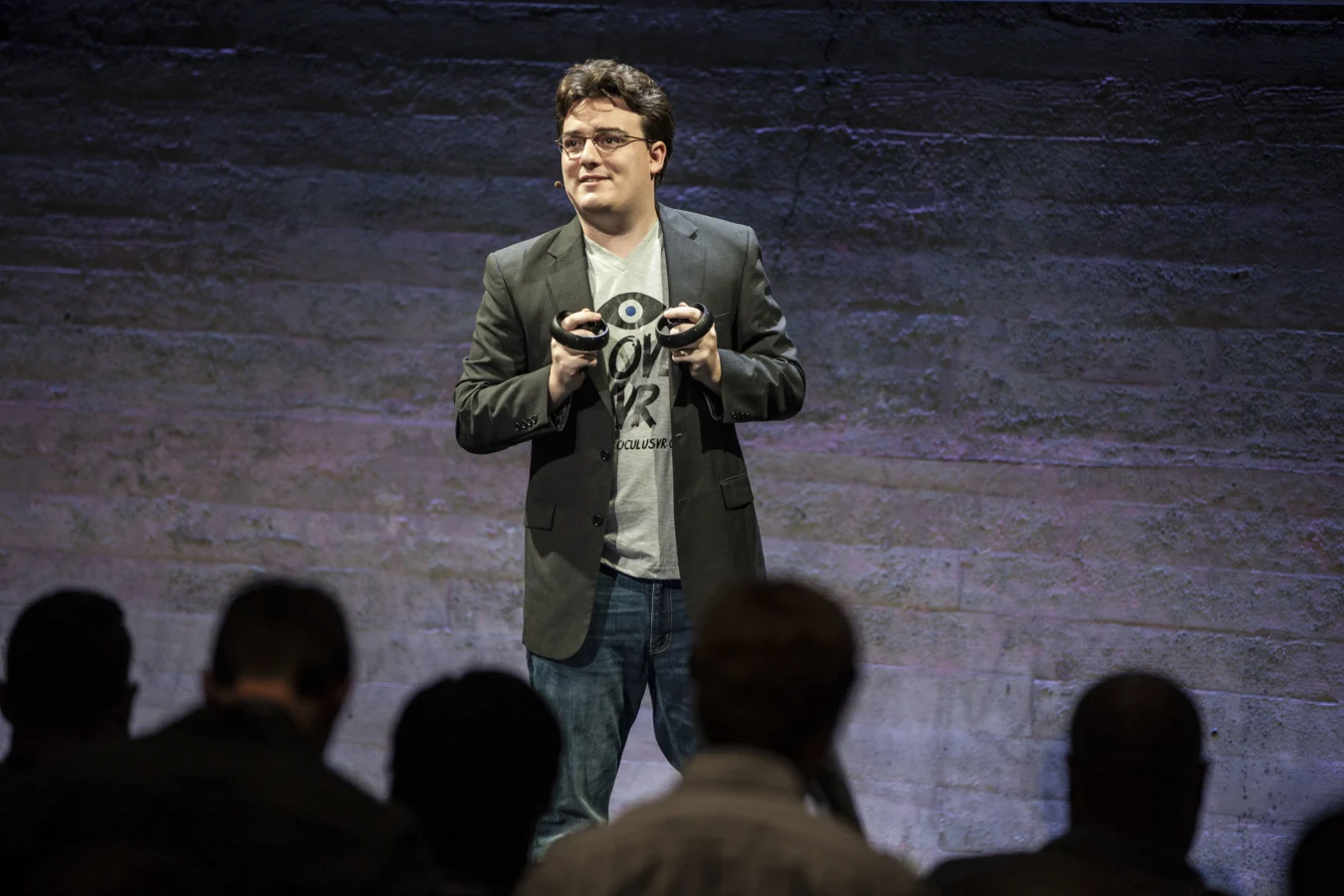 Palmer Luckey, founder and inventor of Oculus VR, speaks during a media event to introduce the Oculus Rift virtual reality headset and the Oculus Touch hand controllers in San Francisco, California on Wednesday, June 11, 2015. (Photo by Ramin Talaie/Corbis via Getty Images)