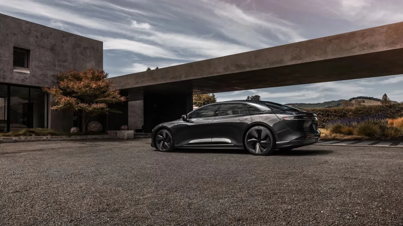 Lucid AIr EV in black with the Stealth Look trim