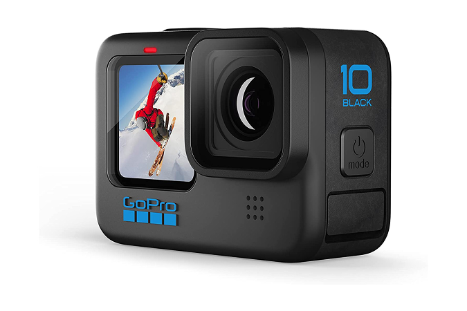 GoPro Hero10 Black action cam on a white background.