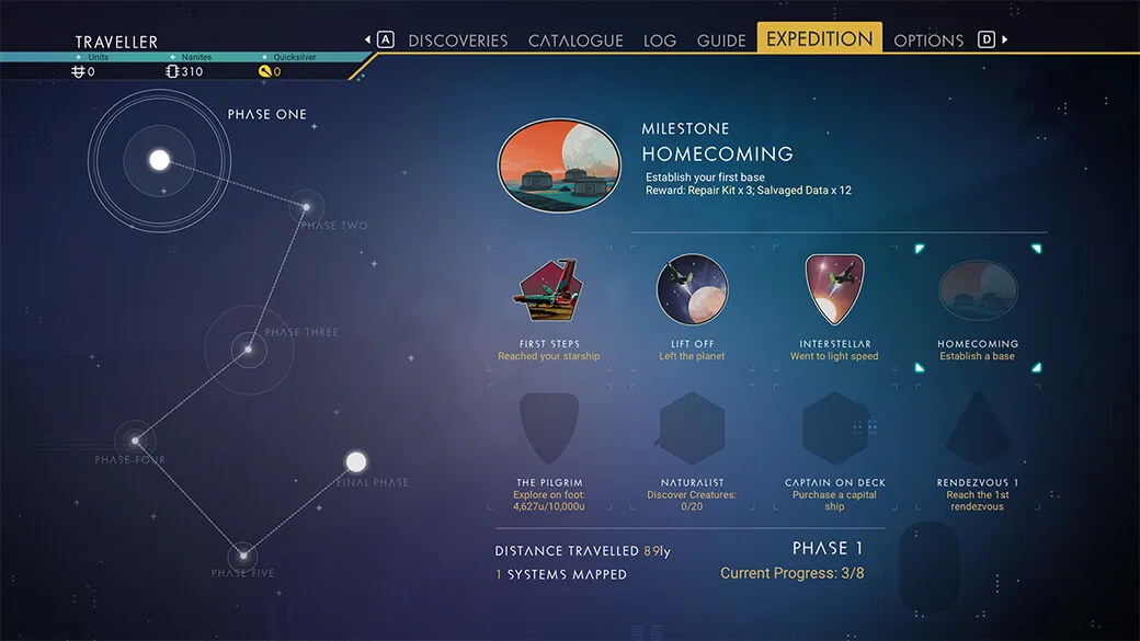 Expedition planner in No Man's Sky