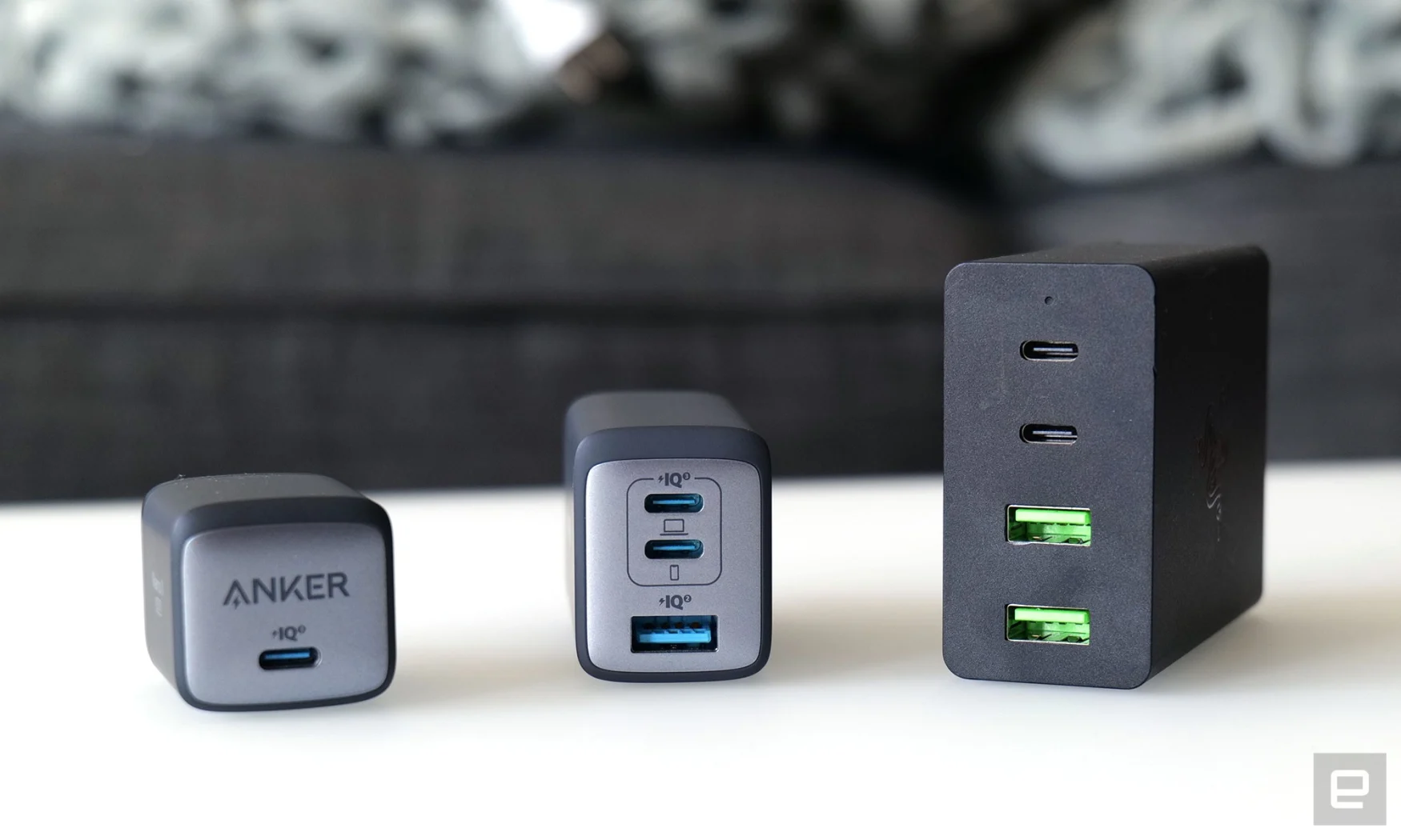 Our top picks for the three power output ranges are the Anker 711, Anker 715 and the Razer 130-watt GaN charger. 