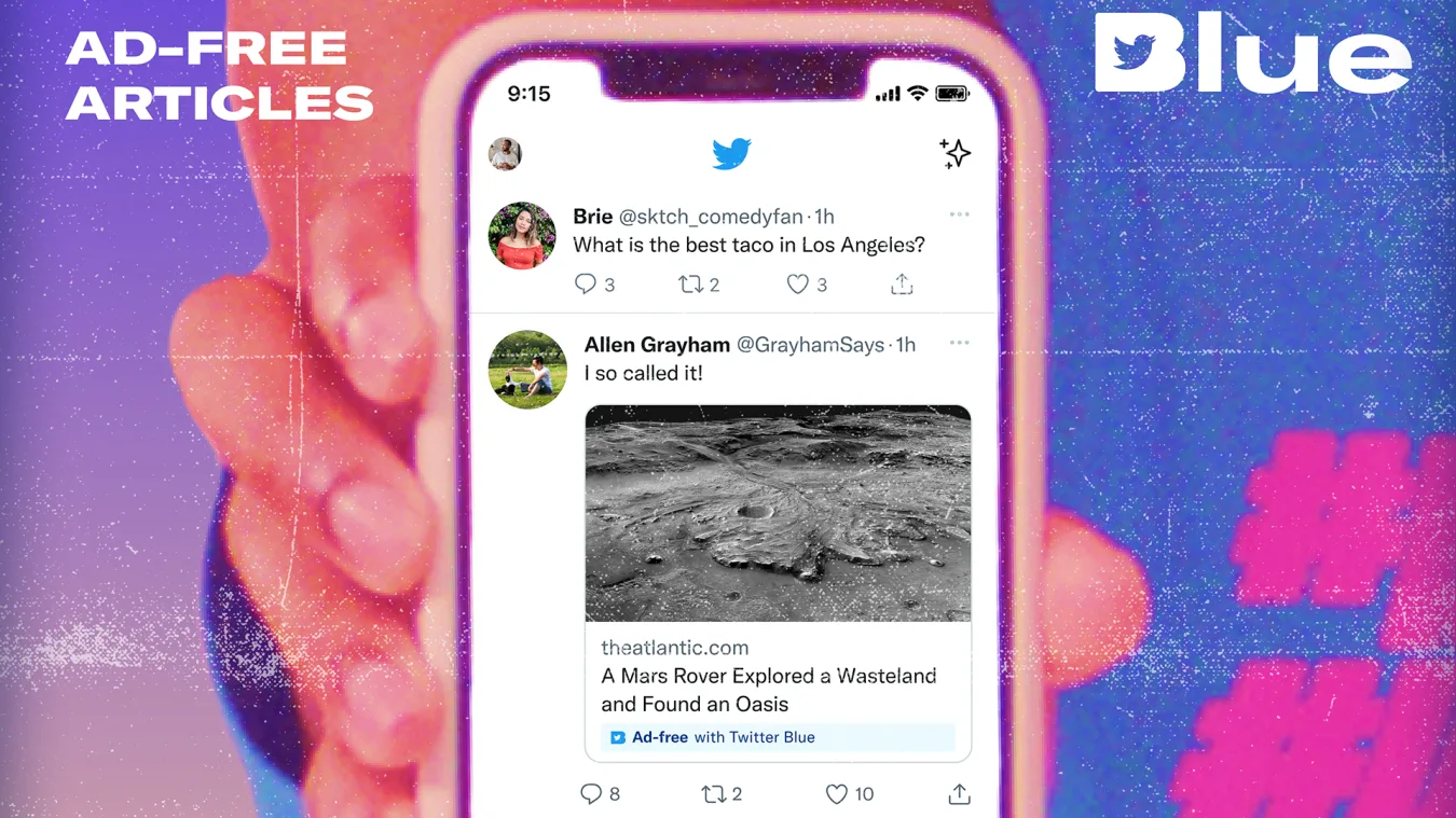 Twitter Blue lets you read news without ads.