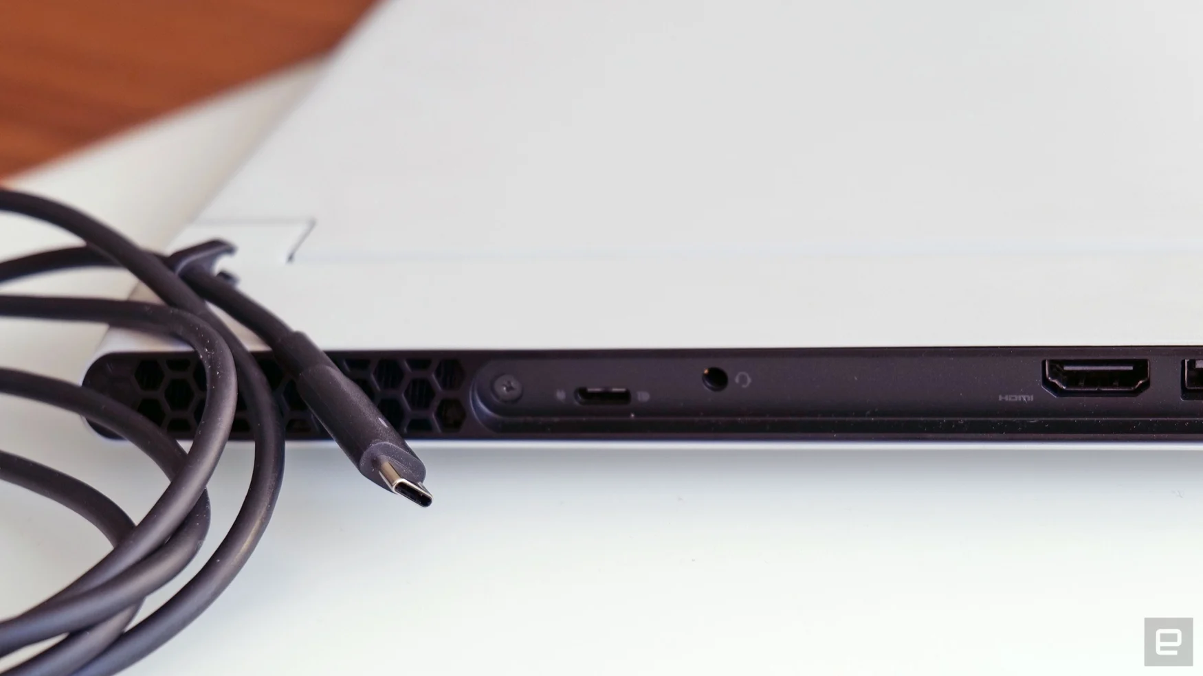 Unlike a lot of larger gaming laptops, the x14 supports USB-C charging by default. 
