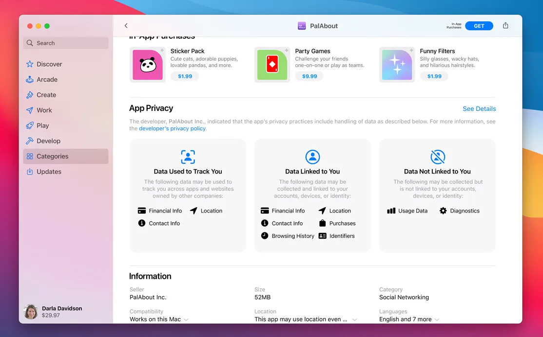 macOS Big Sur - App Store privacy 