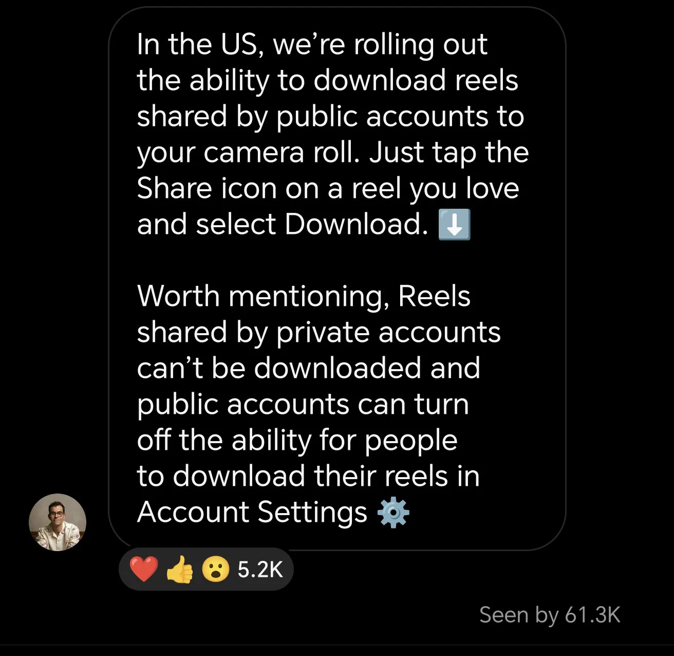 Instagram now lets users download Reels to their smartphones