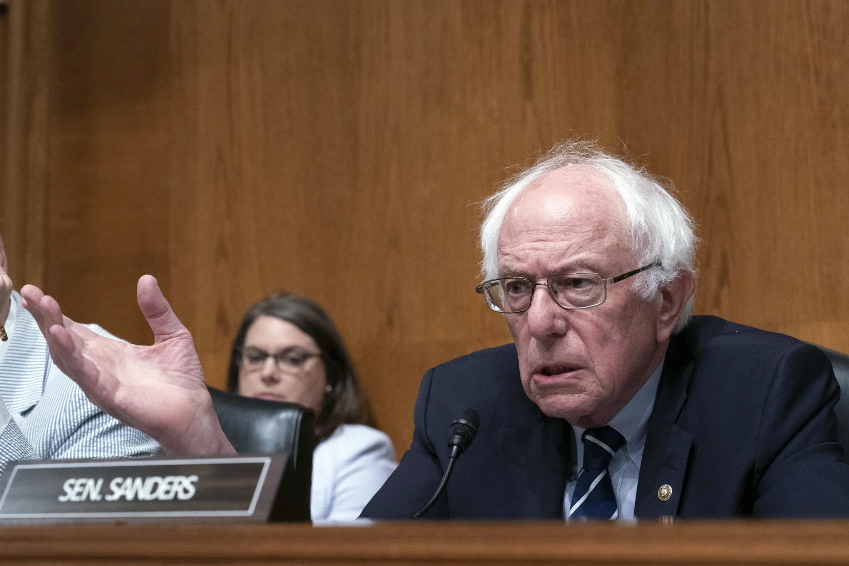 Sen. Bernie Sanders, I-Vt., chairman of the Senate Health, Education, Labor, and Pensions Committee, speaks during a hearing on Why Are So Many American Youth in a Mental Health Crisis? Exploring Causes and Solutions, on Capitol Hill in Washington, Thursday, June 8, 2023. (AP Photo/Jose Luis Magana)