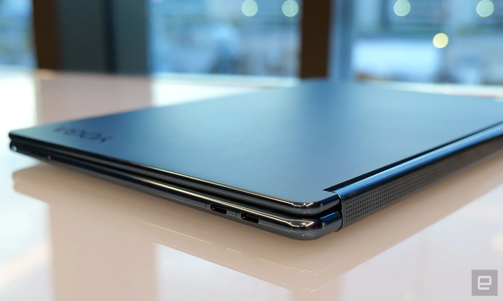 Despite its dual screens and slim dimensions, the YogaBook 9i still features three USB-C ports with Thunderbolt 4. 
