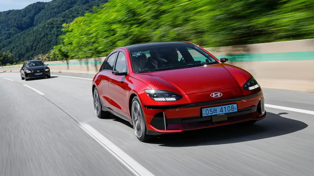 2023 Hyundai Ioniq 6 action group front red