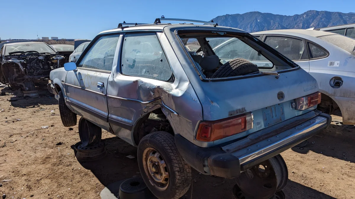 66 - 1981 Subaru Leone hatchback in Colorado junkyard - photo by Murilee Martin