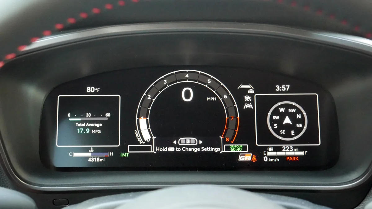 2023 Toyota GR Corolla Circuit IP with trip computer