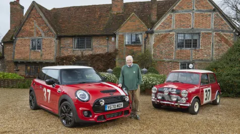 <h6><u>Mini delivers Paddy Hopkirk Edition car to the rally legend himself</u></h6>
