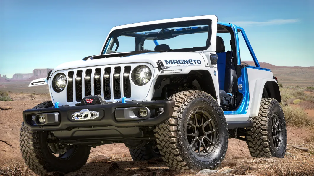 The Jeep® Wrangler Magneto concept is a fully capable BEV that