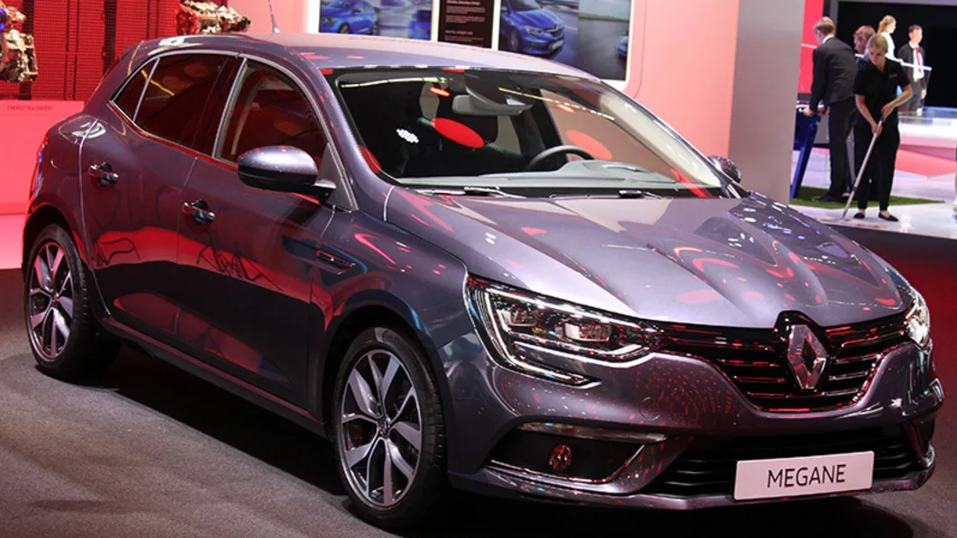 The 2016 Renault Megane, introduced at the 2015 Frankfurt Motor Show, front three-quarter view.