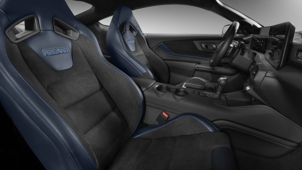 2024 Ford Mustang Dark Horse interior revealed with a blue and black theme