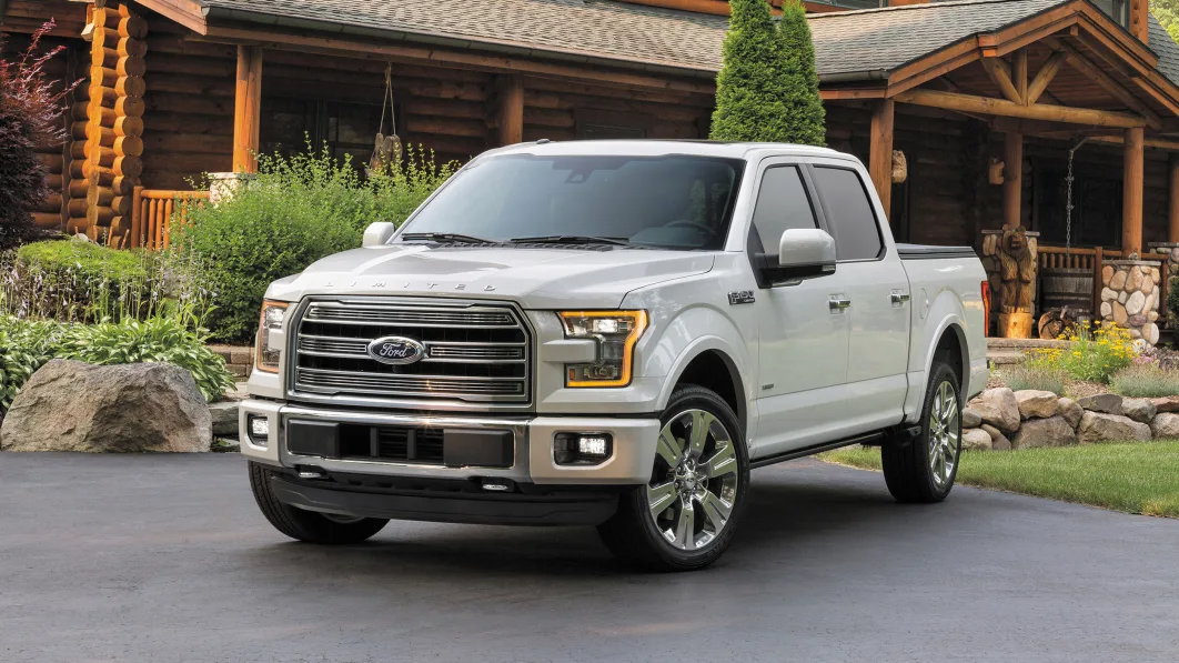 The 2016 Ford F-150 Limited, front three-quarter view.