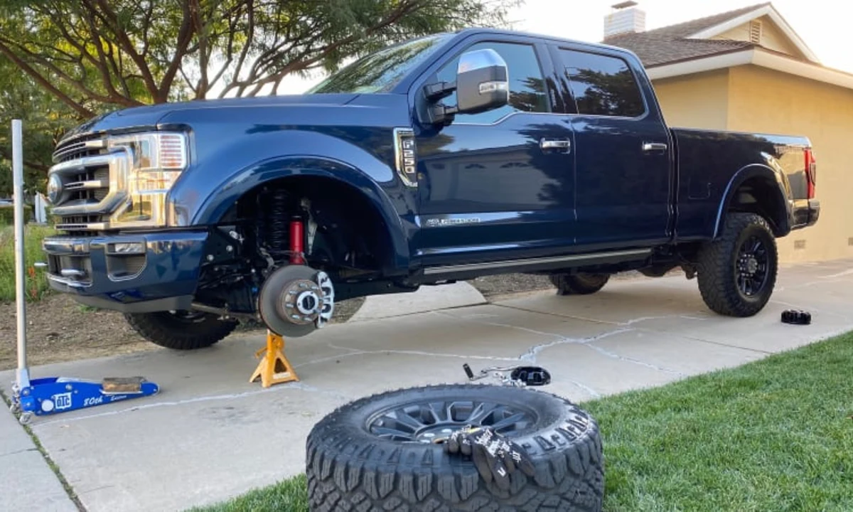 2 Front + 2 Rear, Black American Automotive F250 F350 Super Duty Lift Kit 4WD Front Spring Spacers Rear Blocks with Shock Extenders and Sway Bar Drop Bracket 