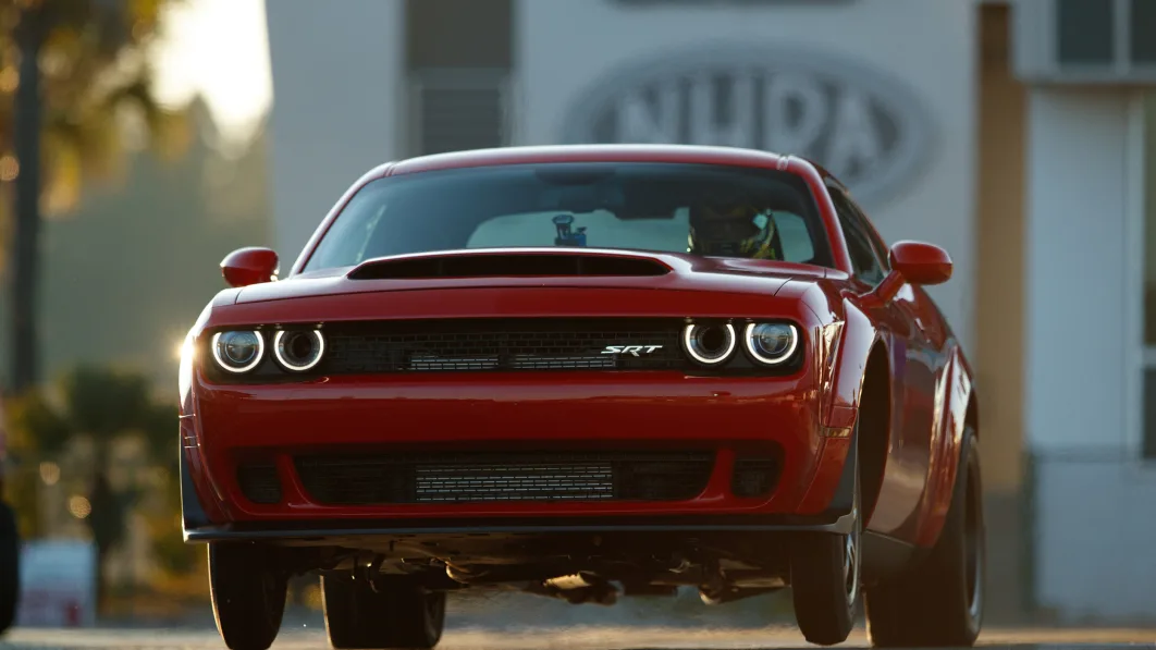 2018 Dodge Demon taking off from stand still.