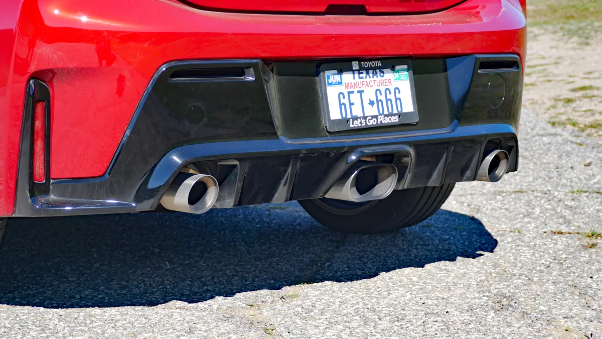 2023 Toyota GR Corolla Circuit exhaust and crooked license plate