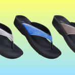 Reviewers say these orthotic flip-flops, on sale for $25, are 'as good as Oofos'