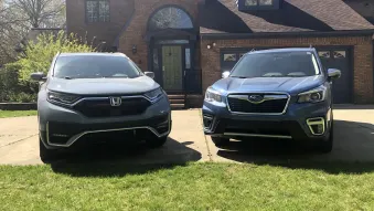 2019 Subaru Forester and 2020 Honda CR-V Hybrid car seat comparison