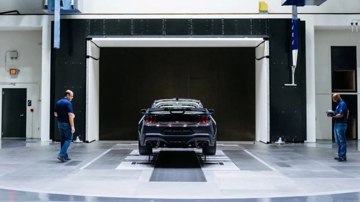 2024 Ford Mustang Dark Horse in the wind tunnel