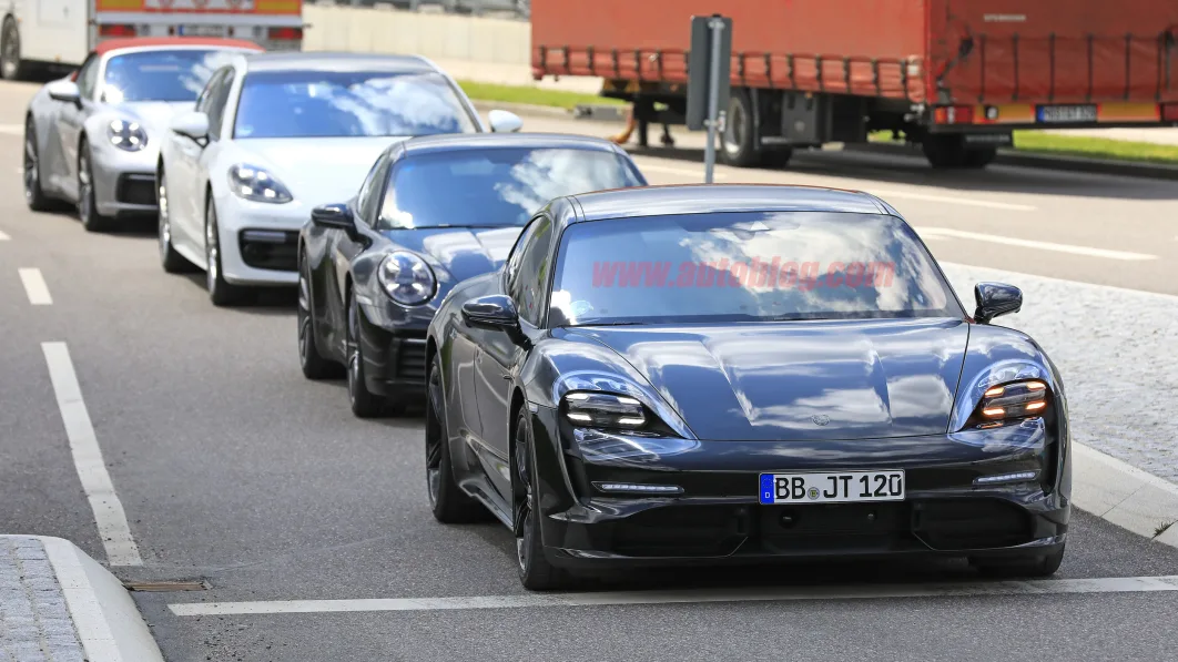 Porsche Taycan spied with less camouflage
