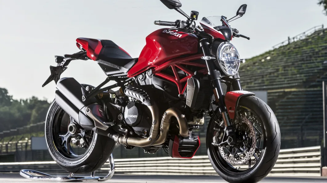 red ducati monster 1200 r front three quarters